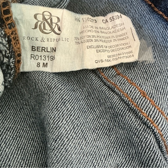 ROCK & REPUBLIC BLUE JEANS BERLIN SIZE 8 M - Picture 4 of 6